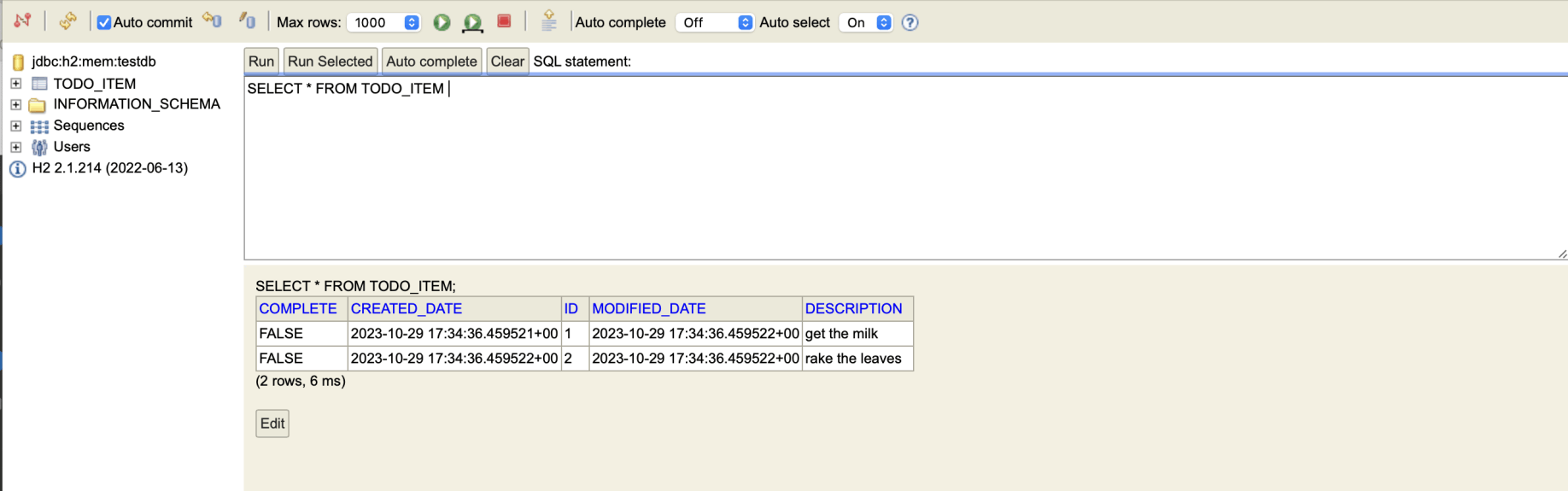 I clicked Run to execute the select query