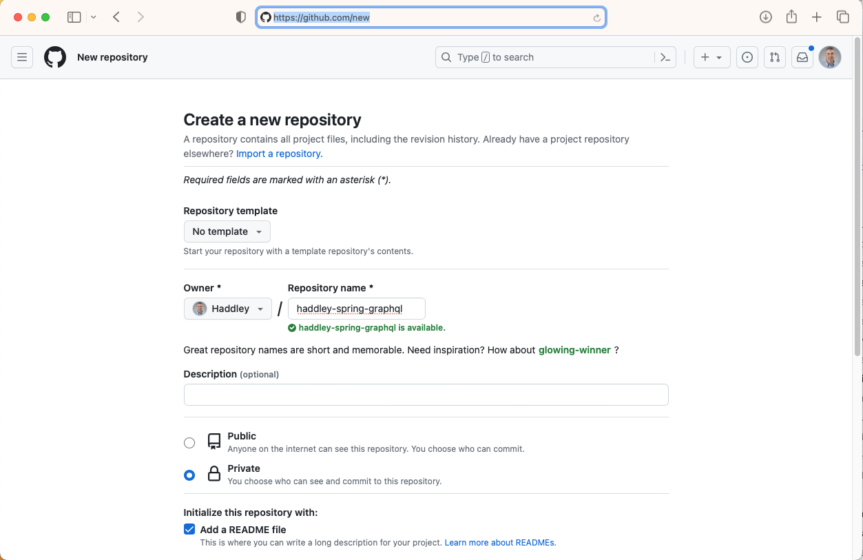 I created a new GitHub repository