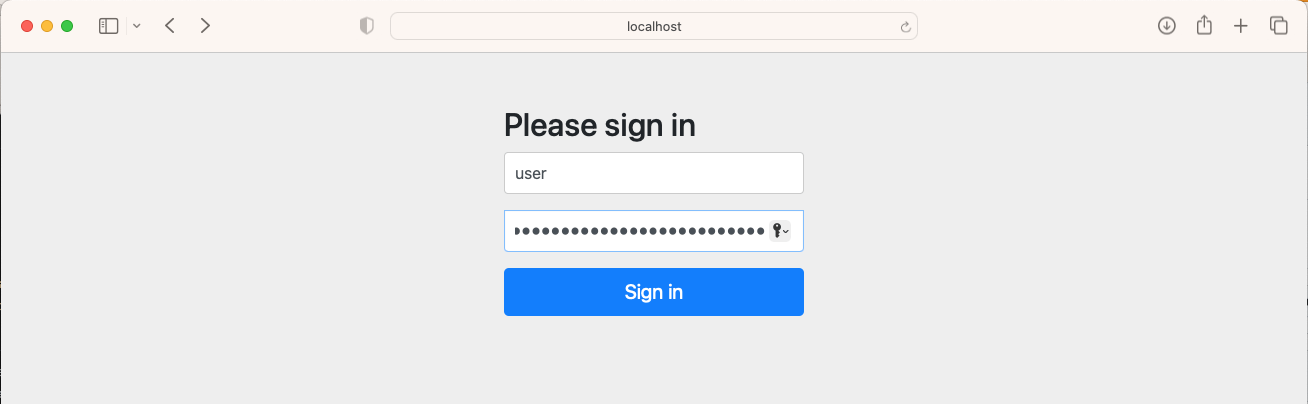 I accessed the running code on http://localhost:8080 and I was redirected to a login page