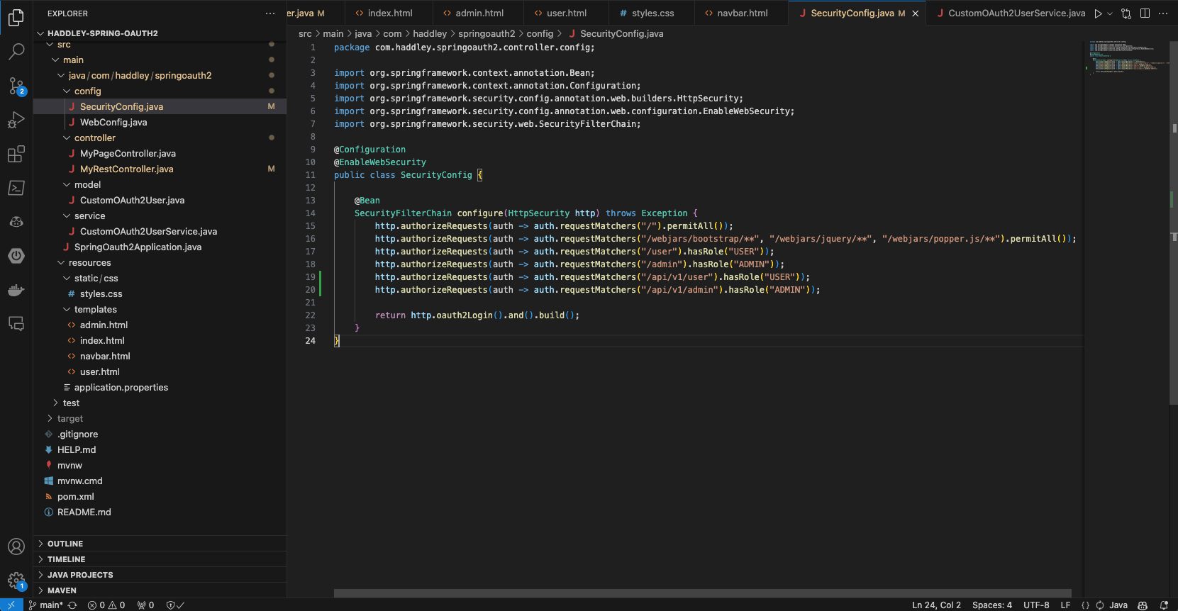 I created a SecurityFilterChain Bean to control access