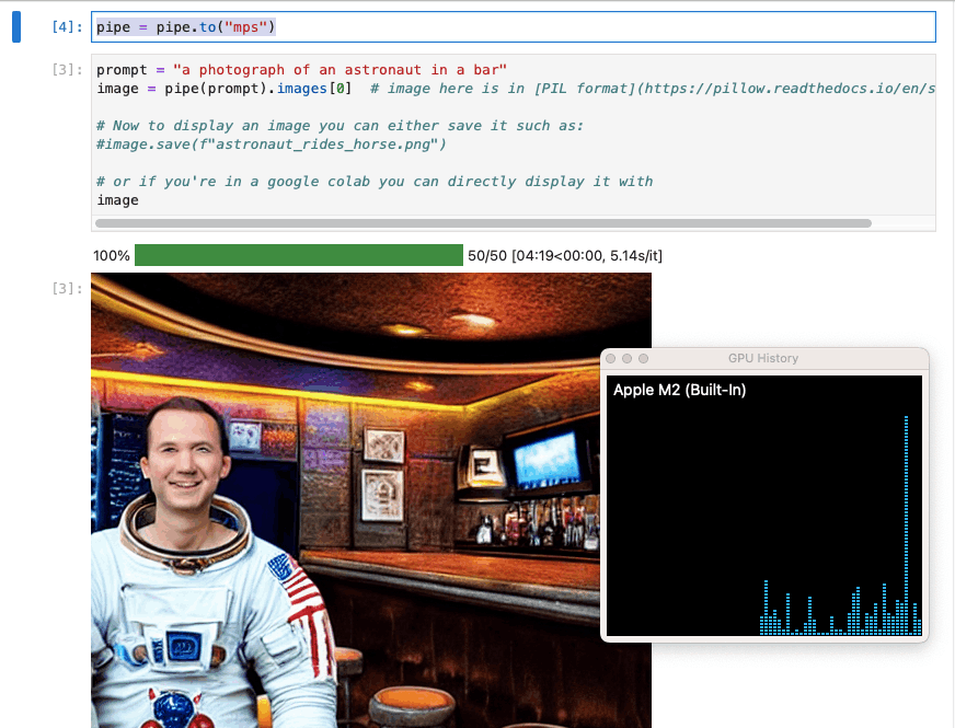 I updated the pipeline instance to use the laptop's GPU
