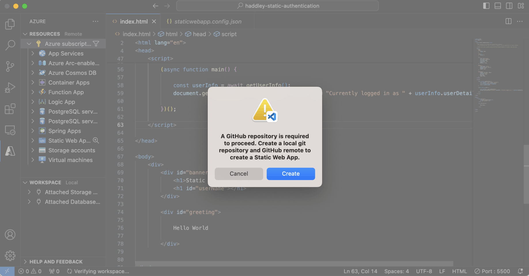 I clicked the Create button