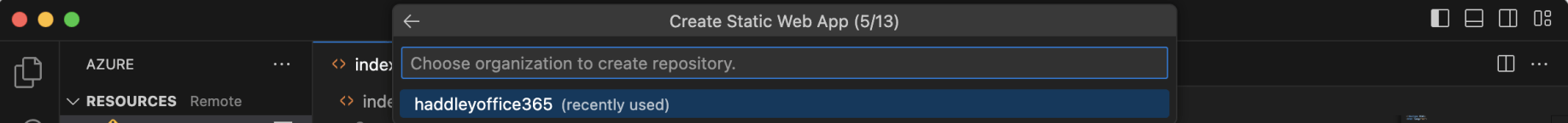 I selected the GitHub organization name