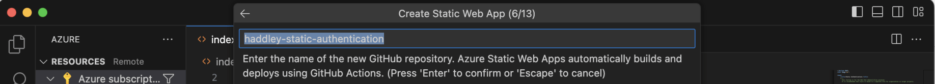 I accepted the default repository name