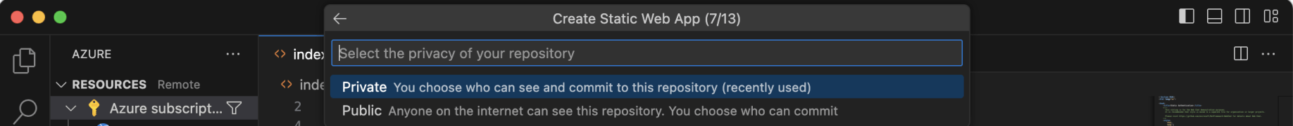 I selected the private option