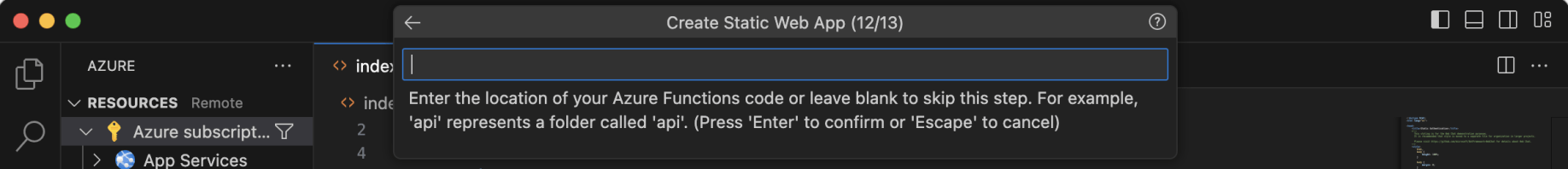 I left the Azure Function name empty