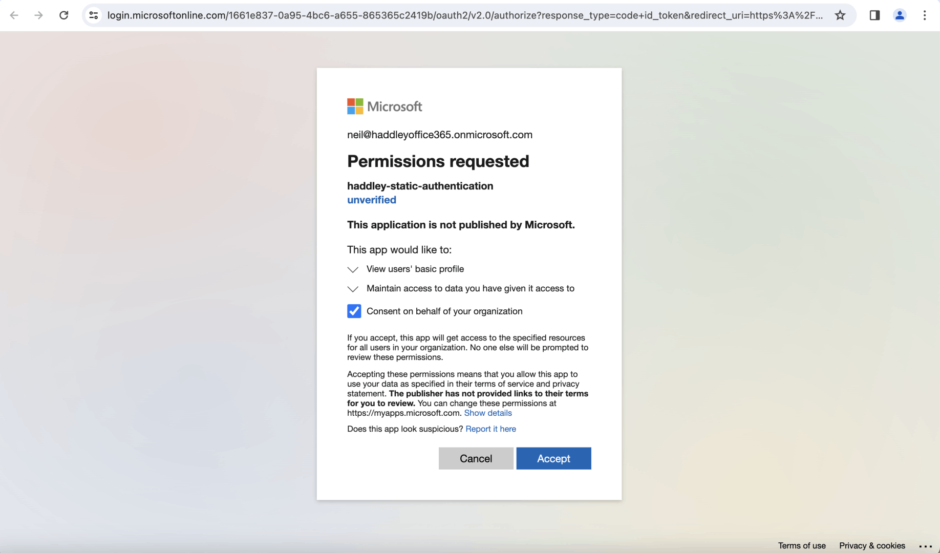 I clicked the Accept button