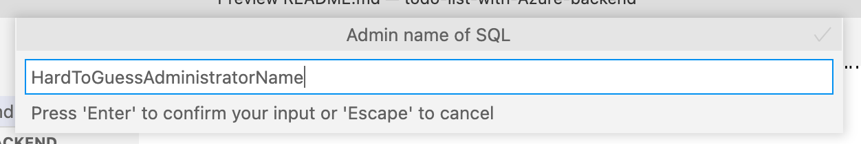 Enter a hard to guess database administrator account name