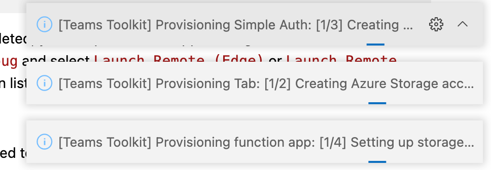 Provisioning progress