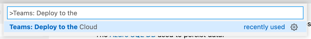 Use Teams: Deploy to the Cloud command