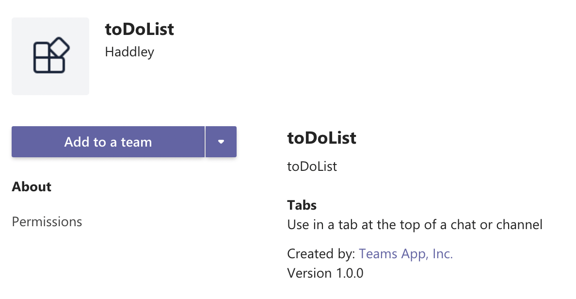 Use Add to a team button
