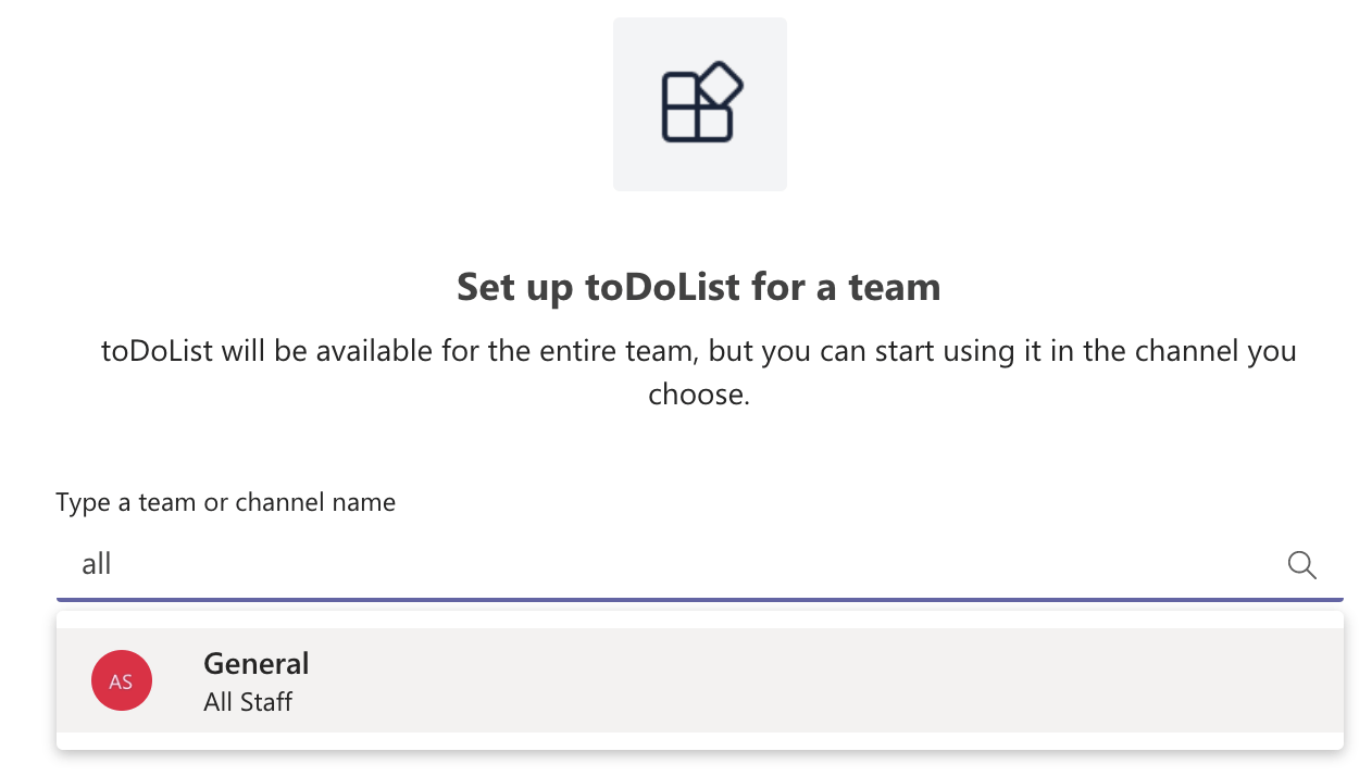 Select a Team (click Set up a tab)