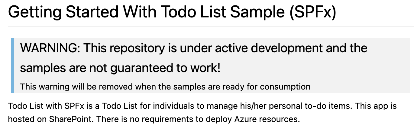 Notice that the sample code is a work in progress