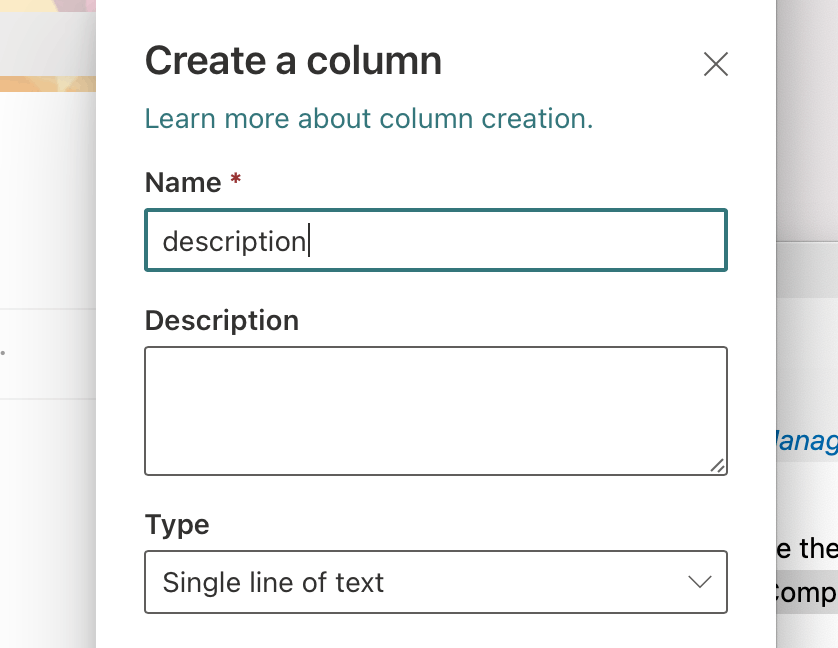 Add description column