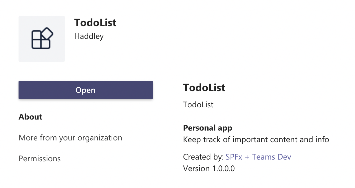 App is a "Personal app" (and not a Tabs app)