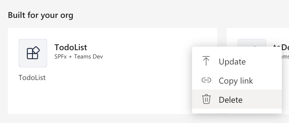 Delete the SPFx App from Teams