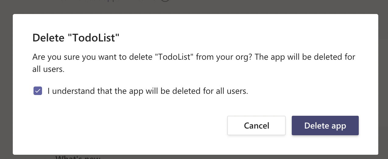 Delete "TodoList" SPFx app