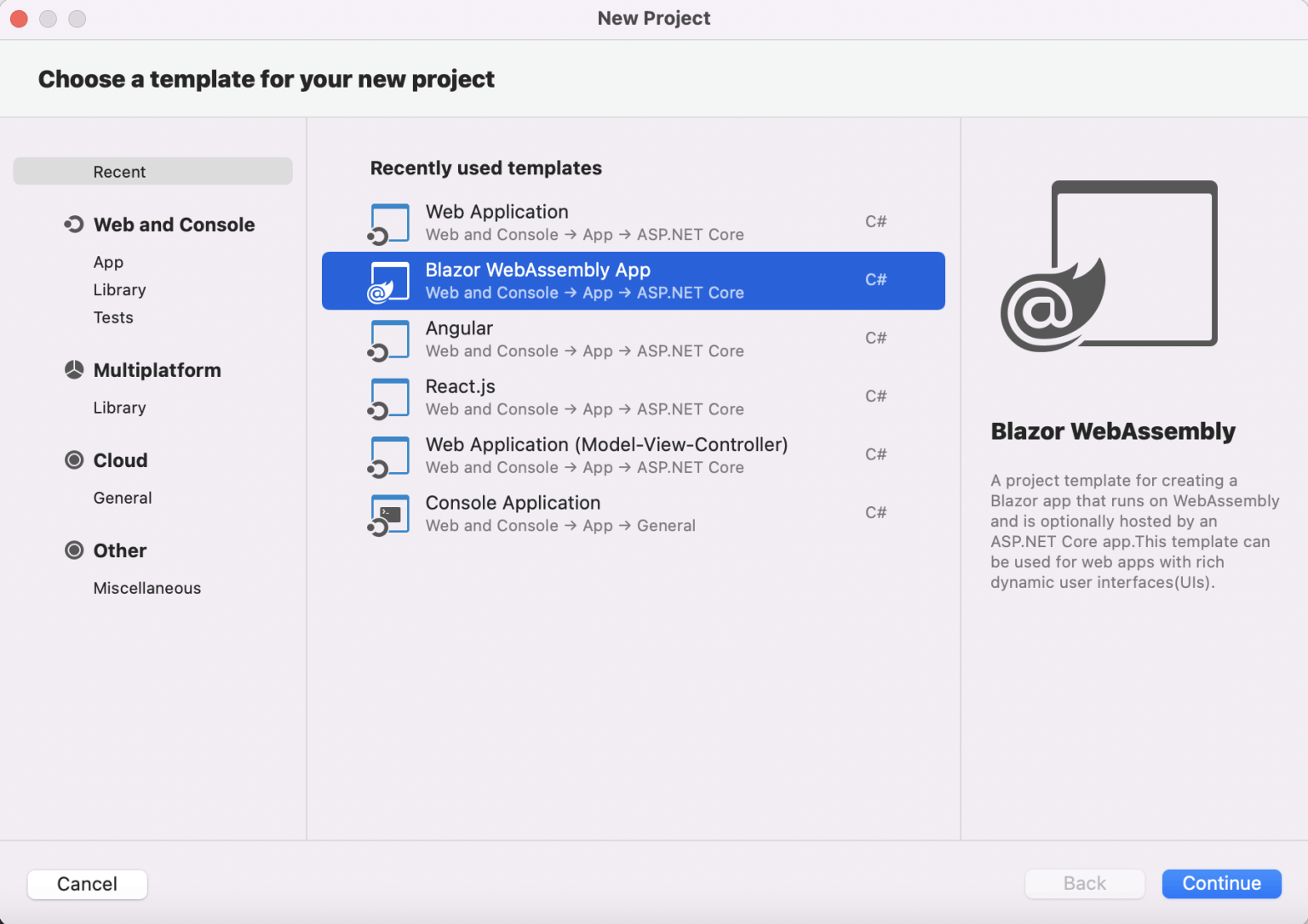 Blazor WebAssembly App template