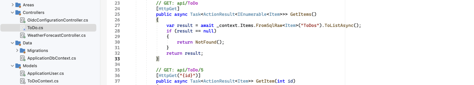 I updated the API implementation to use the stored procedure