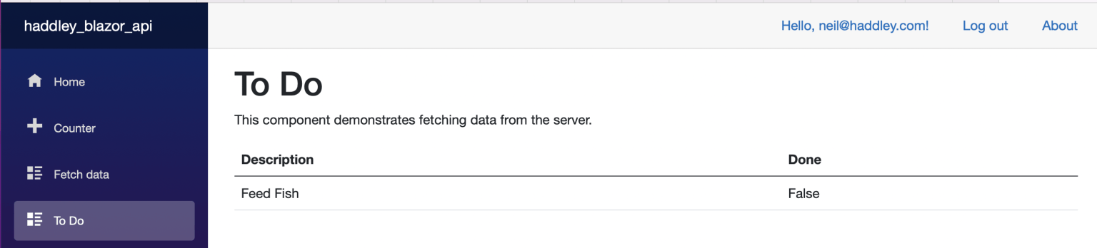 I reviewed the To Do page (populated using the stored procedure)