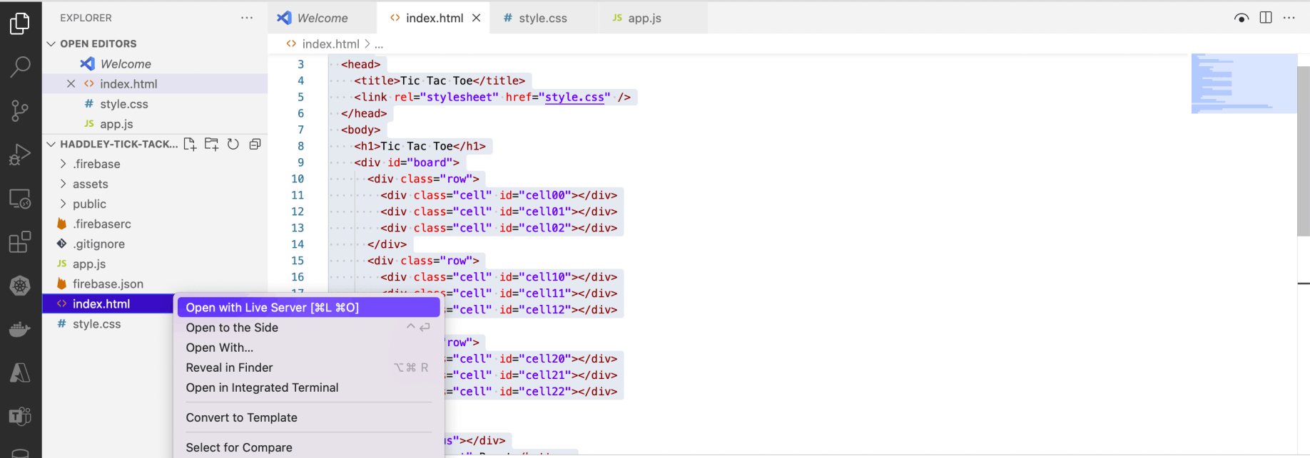 Open with Live Server