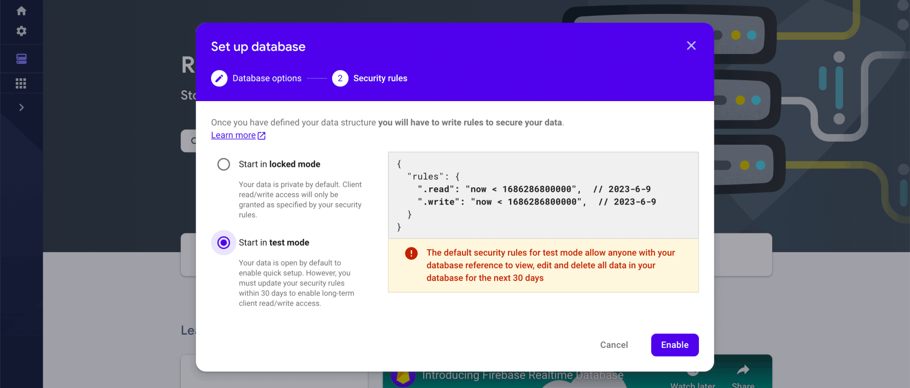 security rules (authentication is not enabled yet)