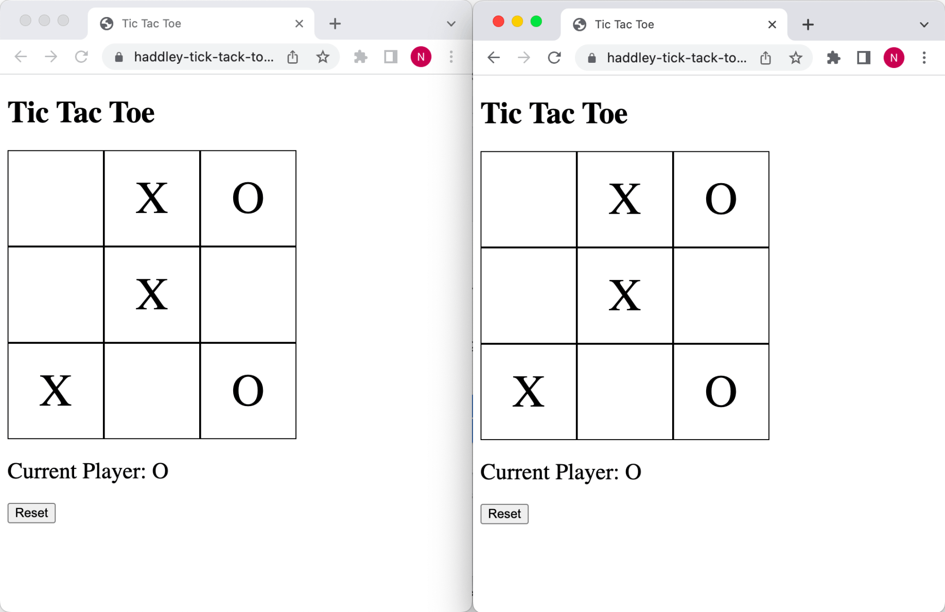 code has been deployed to Firebase (access using https://haddley-tick-tack-toe.web.app/)