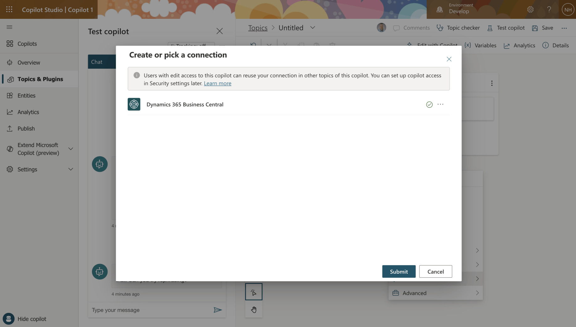 I clicked the Submit button