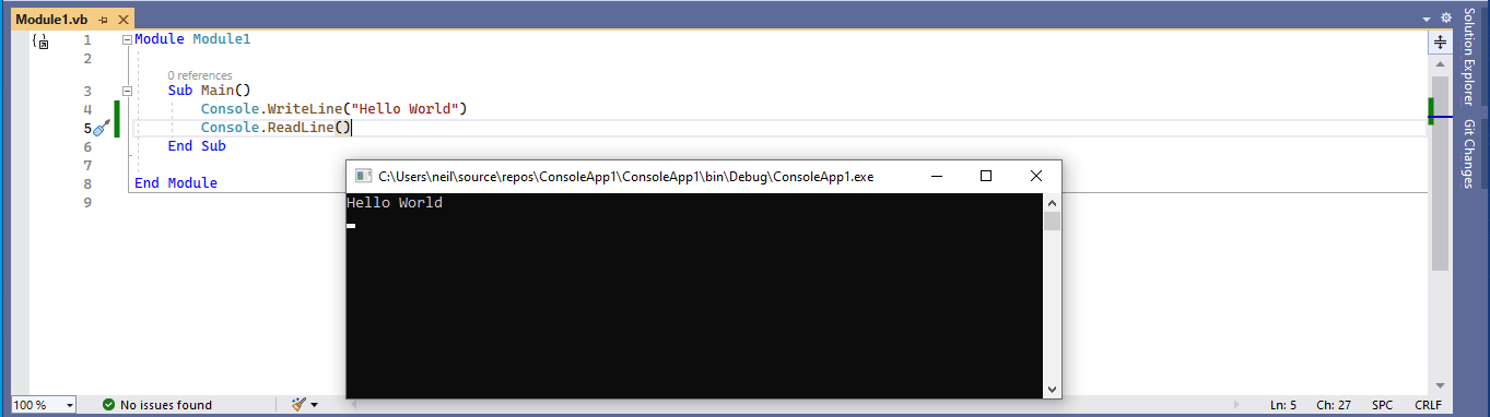 I added Hello World code