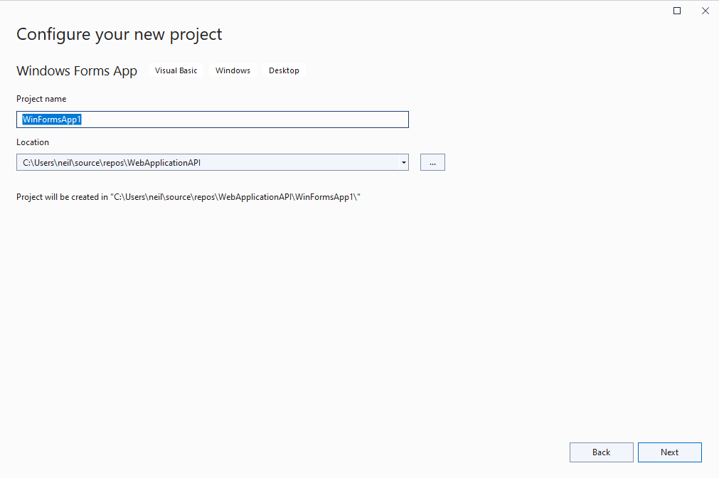 I gave the WinForms app a name