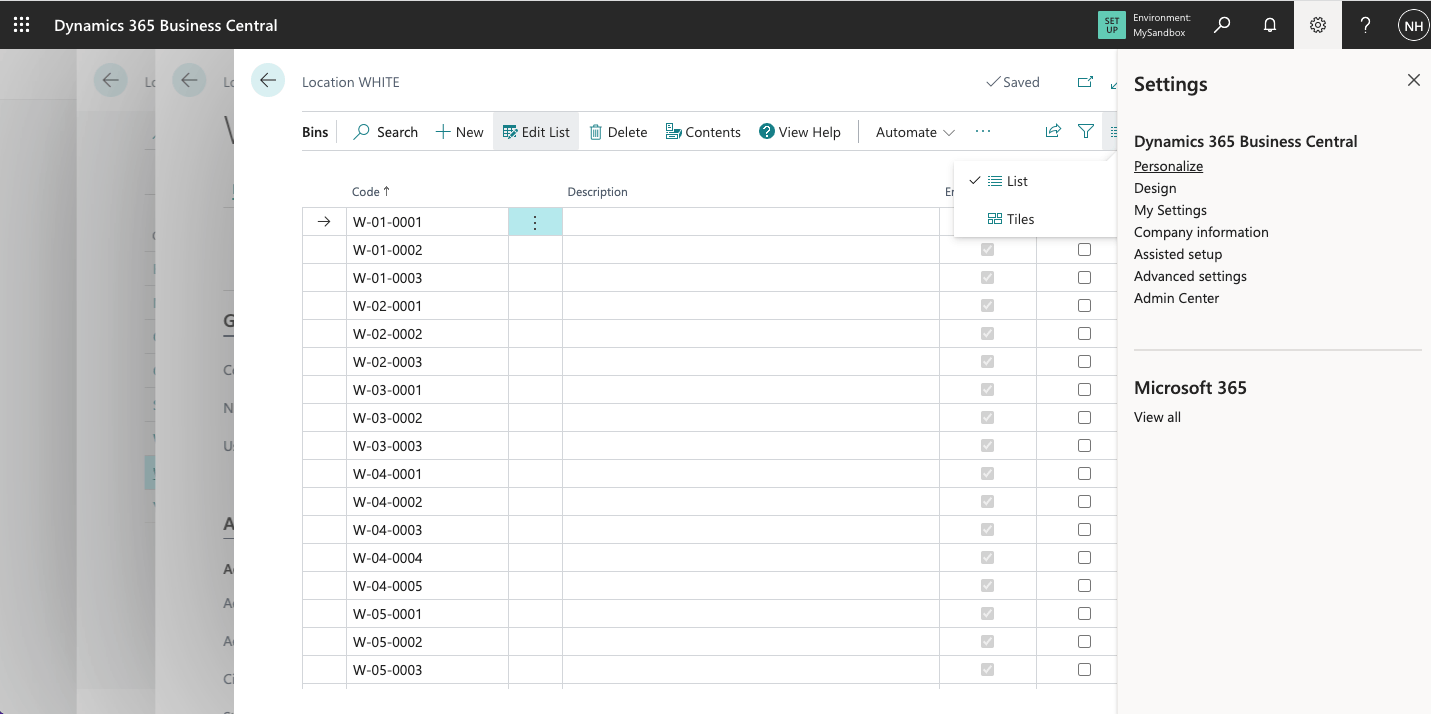 I clicked Settings|Personalize to open the Personalizing toolbar.
