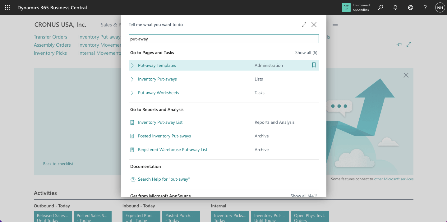 Business Central will allocate incoming items to "Put Away" bins based on a Put-away Template